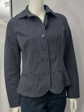Lauren Ralph Lauren Lauren Jeans Co. Black Pinstripe 6-Button Blazer Jacket EUC